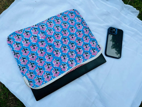 Block Printed Cotton Quilted Laptop Sleeve